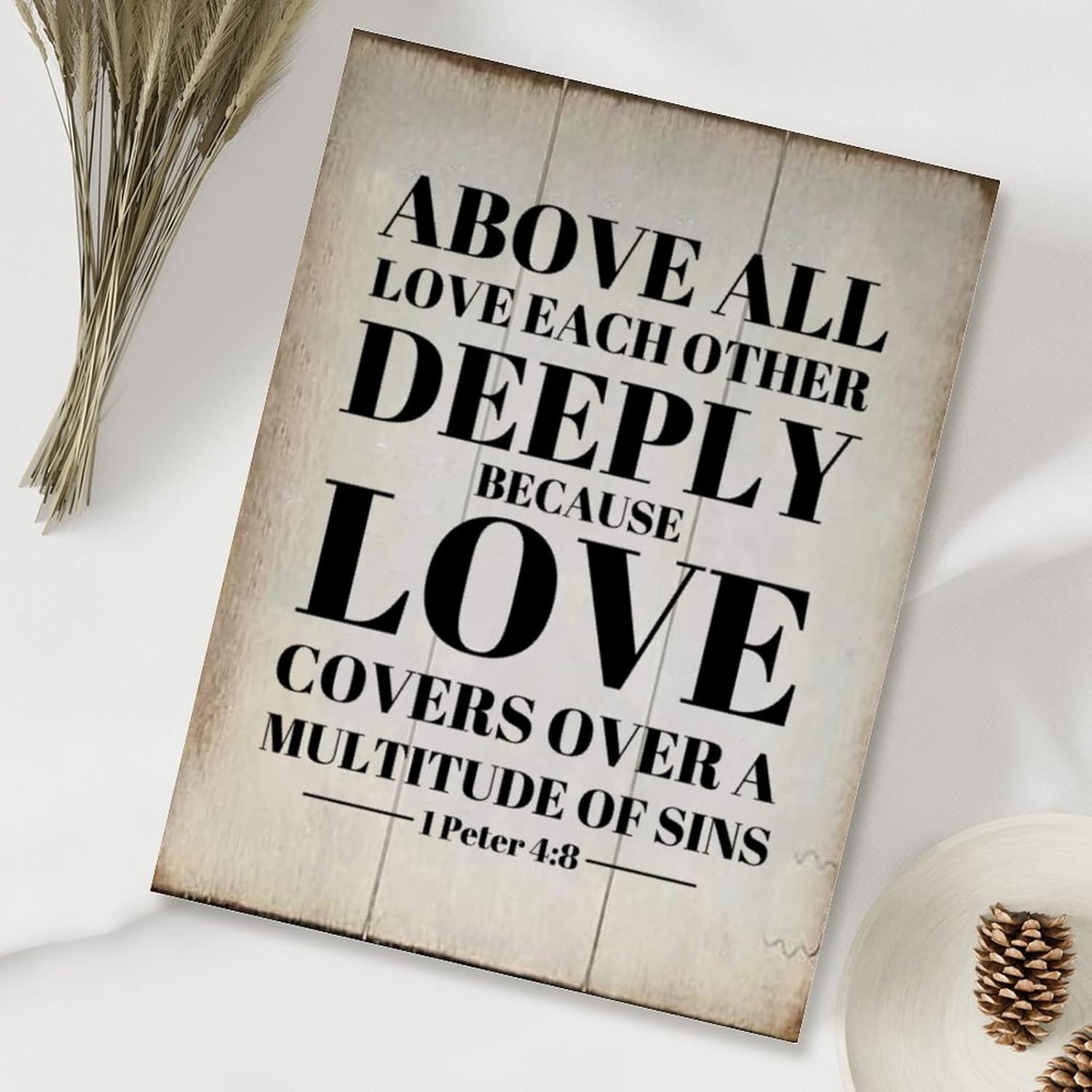 Wall Art Decor Sign Love Covers Over A Multitude of Sins Sign Religious Jesus Motivational Quote Home Decor Signs Rustic Wood Sign for Living Room Bedroom 18x24in
