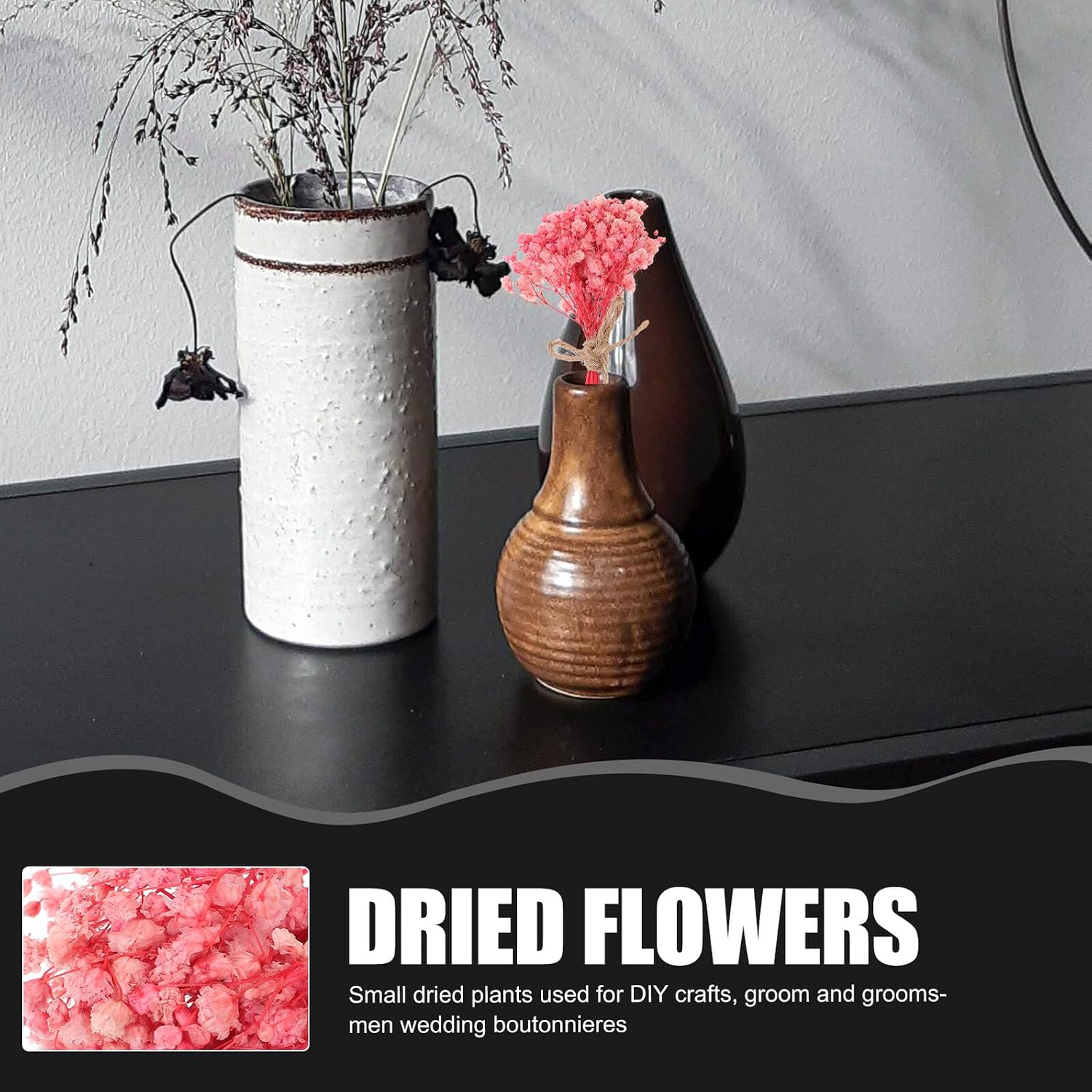 Mini Dried Flower Bouquets Set 5pcs, Colorful Tiny Dried Flowers for Table Decoration, DIY Floral Arrangements, Home Décor and Wedding Centerpieces