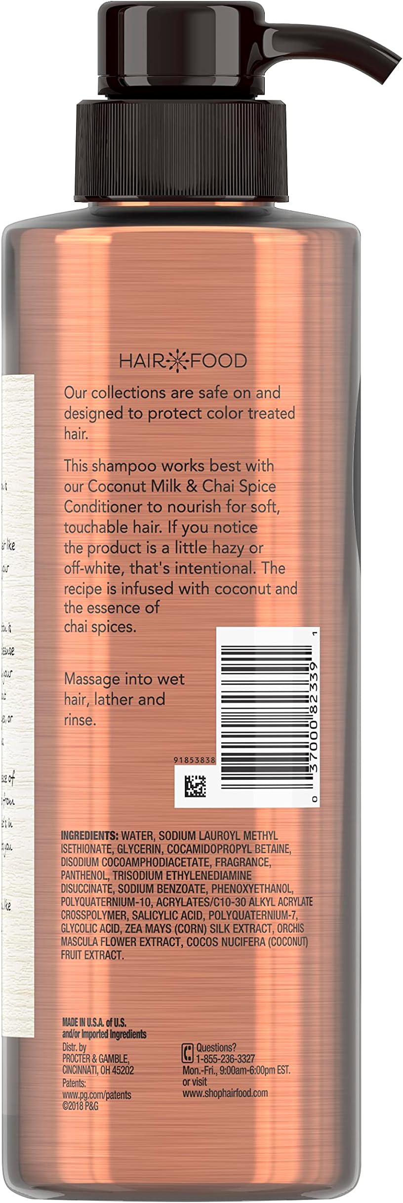 Sulfate Free Shampoo, Dye Free Nourishing Treatment, Coconut and Chai Spice, Hair Food, 17.9 FL OZ