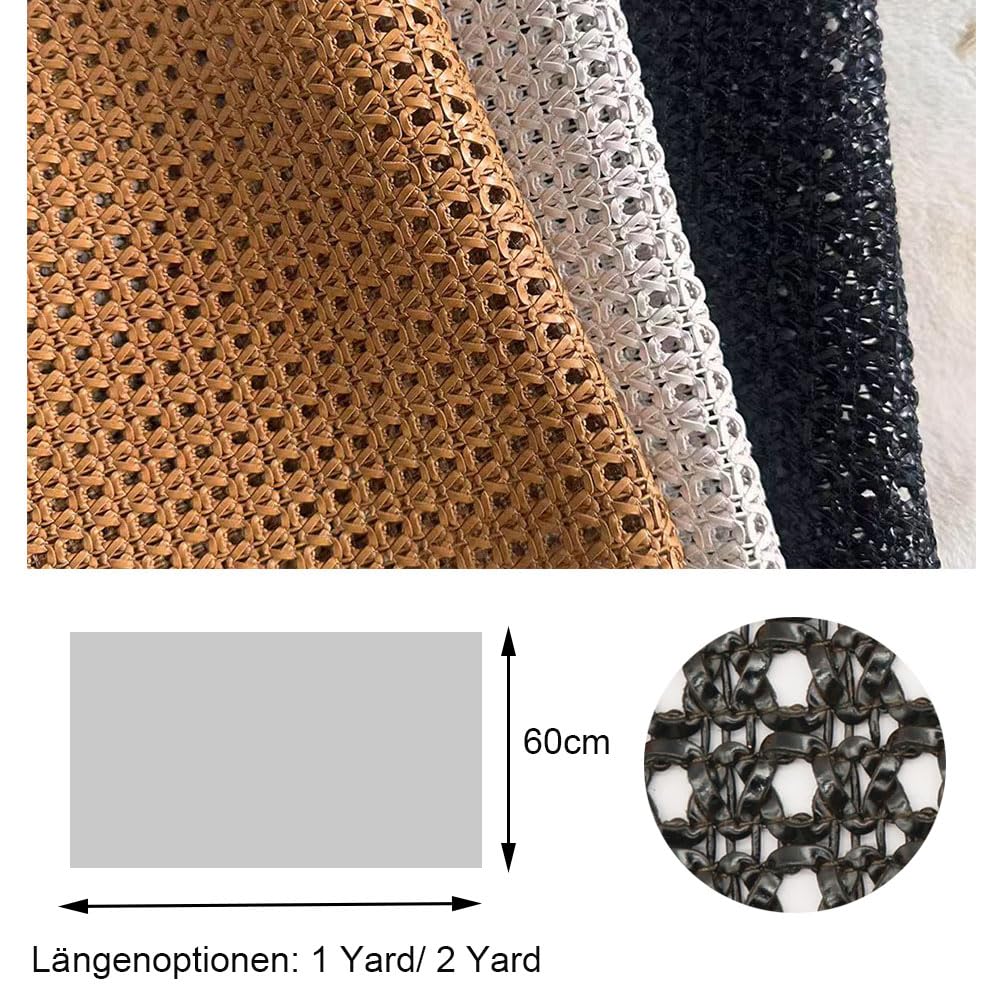 Tela de piel sintética, 60 cm x 2 yardas, cinta de malla tejida, piel perforada, tejido de piel sintética, tela de tapicería de poliuretano, tela para manualidades, manualidades, bolsos de cuero
