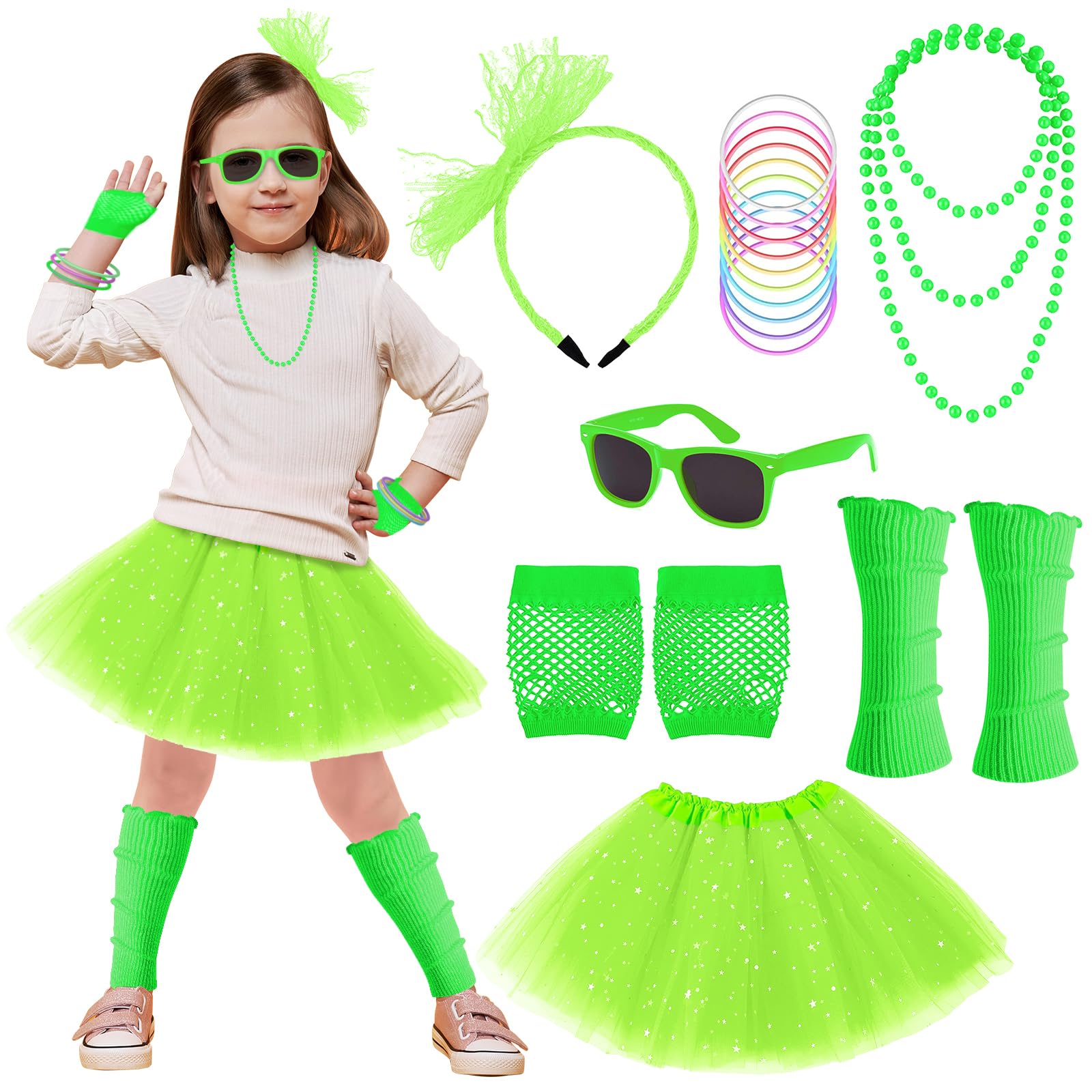 80s Outfit for Kids, 80s Costumes Accessories for Kids, 80s Outfits for Girls Cosplay 1980s Theme Retro Party