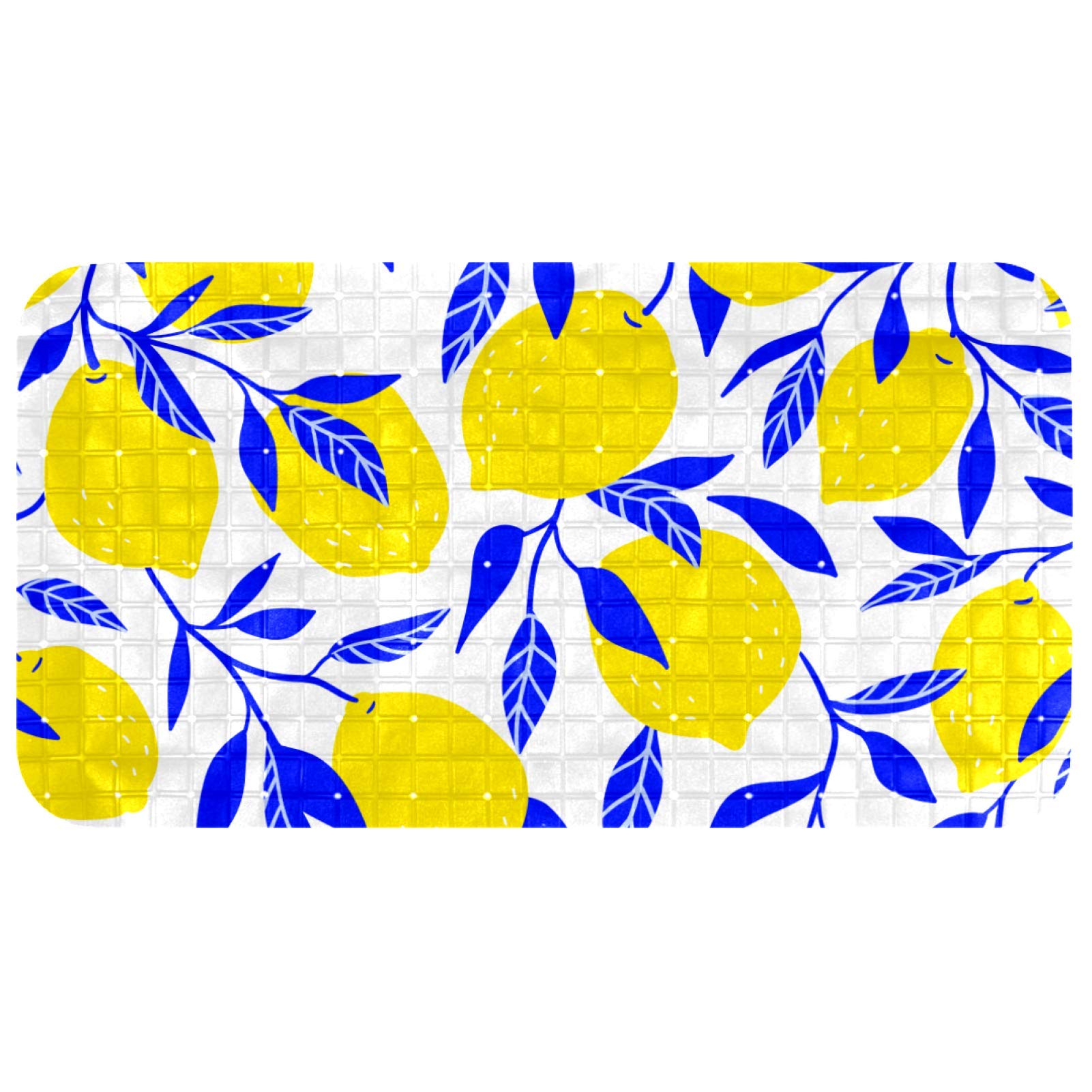 Tapis de salle de bain jaune citron 68x37 cm Bennigiry avec ventouses