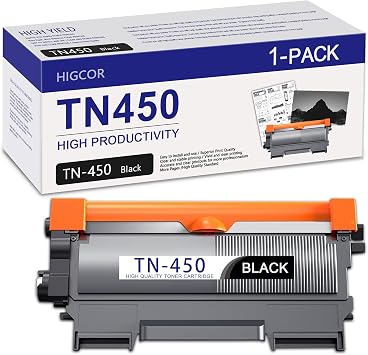 TN-450 TN 450 Toner Cartridge Replacement for Brother TN450 TN420 High Yield Toner Cartridge for HL-2270DW HL-2275DW HL-2280DW MFC-7240 MFC-7360N MFC-7365DN IntelliFax-2840 Printer, 1-Black