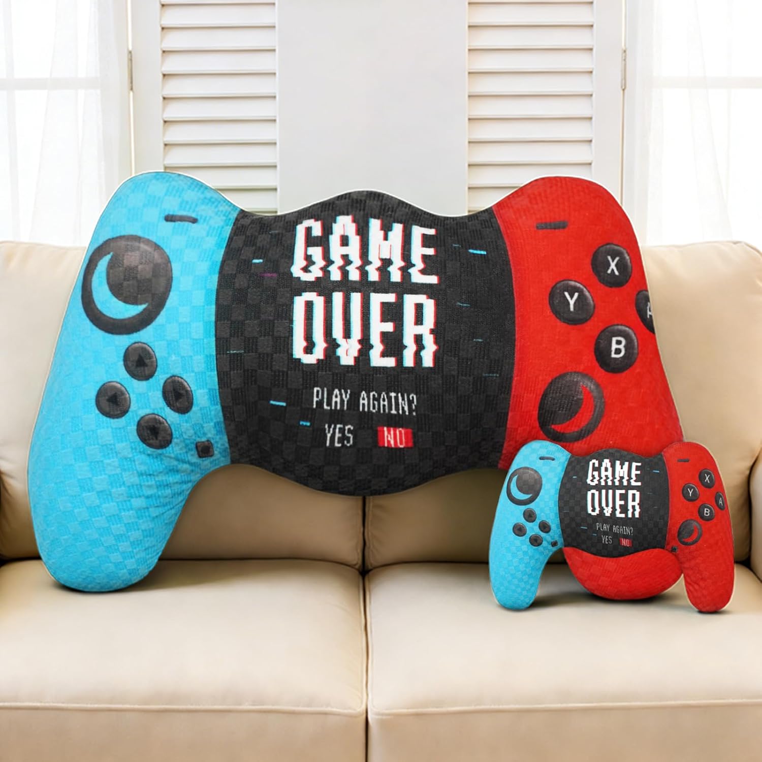 Cool Game Controller Plush Shaped Gaming Pillow for Boys, Super Soft Gamer Pillow for Room Decoration, Compact Arm Support Pillow Stuffed Gift Fits Adults Teens