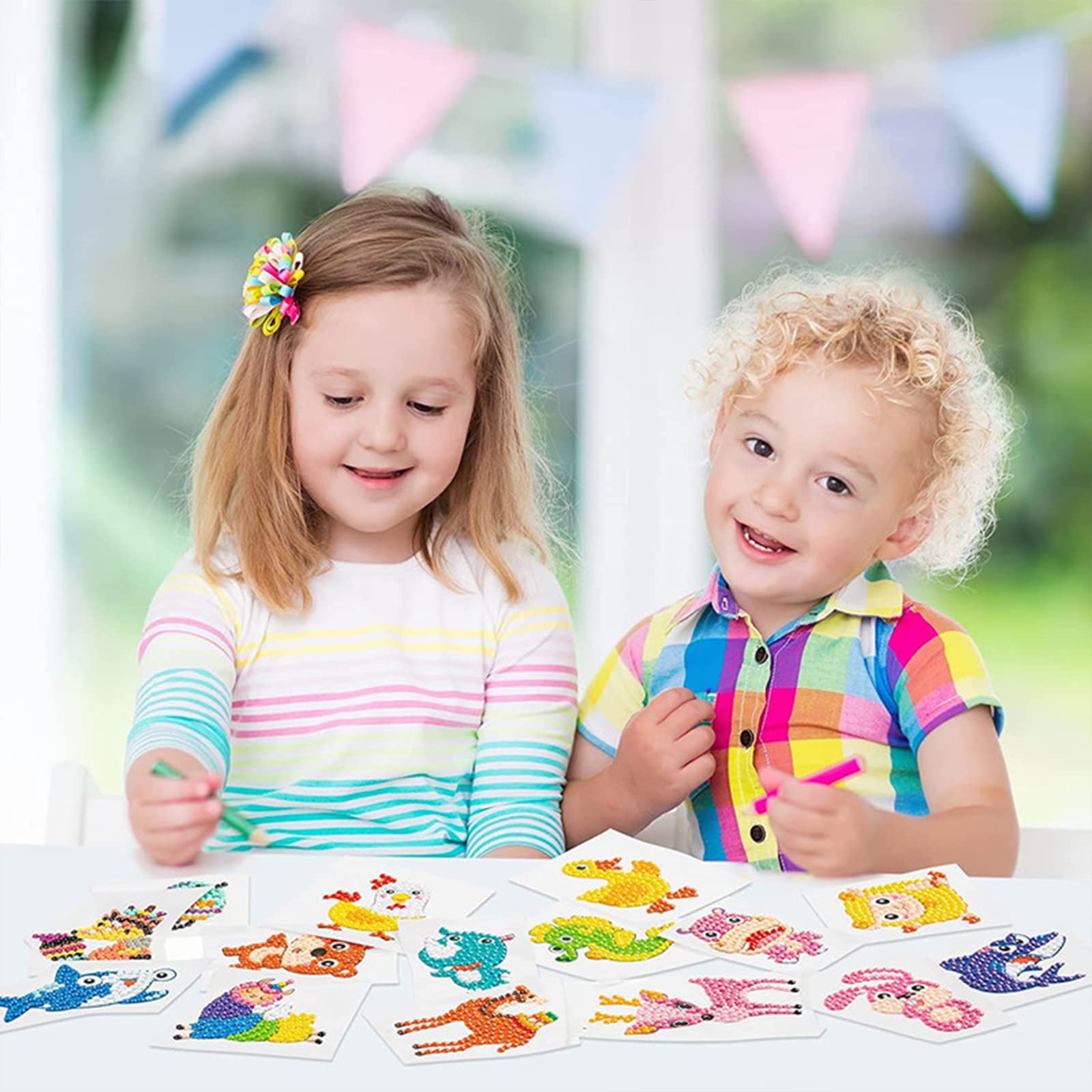 UPINS Diamond Painting 5D Per Bambini – Set Da 35 Adesivi Lucenti, Con Penne E Cera, Attività Creativa Fai Da Te, Regalo