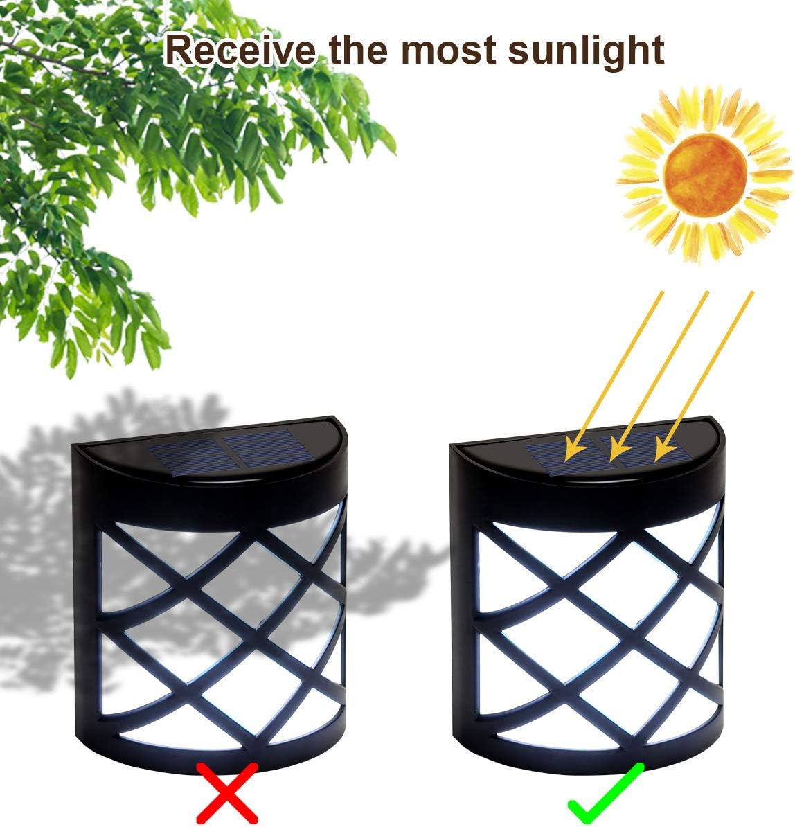 GIGALUMI 8 Pack Solar Fence Light Cold White Porch Solar Powered Decor Outdoor Waterproof Wall Fence Lights for Garden, Yard, Patio, Front Door, Garage - Image 9