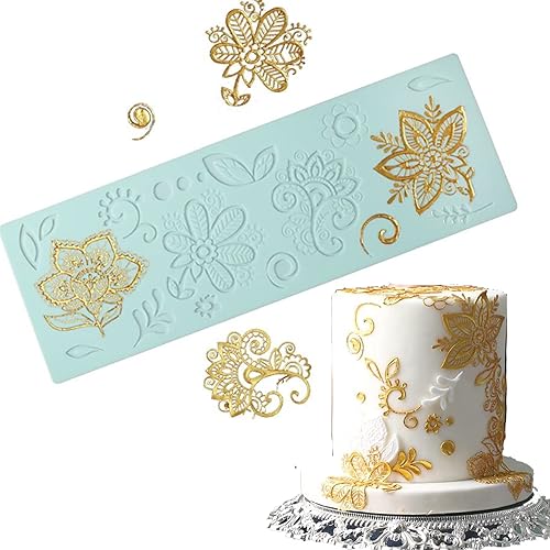 Molde de encaje de flores y hojas, moldes de encaje de fondant, moldes de encaje de silicona para decoración de pasteles de boda, molde de arcilla,