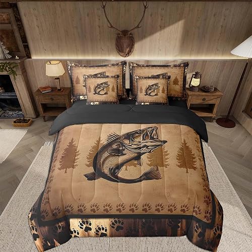 Feelyou Fish Comforter Set with Sheets 7 Piece for Boys Quee