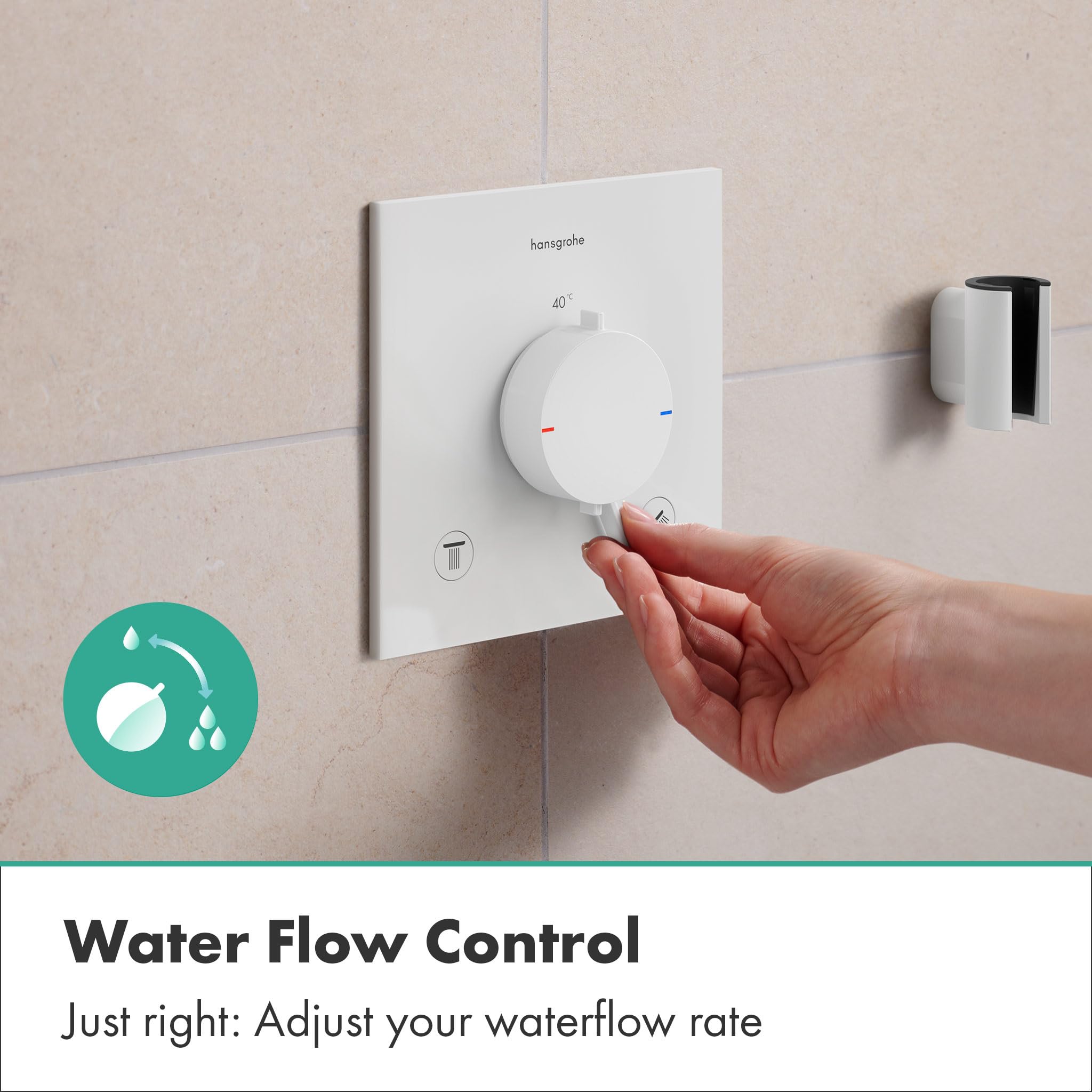 hansgrohe Ecostat Comfort E 33716700 termostat prysznicowy podtynkowy z kombinacją bezpieczników, armatura prysznicowa z blokadą bezpieczeństwa (SafetyStop) w temperaturze 40°C, termostat dla 2