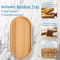 Vista 4 de Dish Soap Dispenser for Kitchen, Hand Glass Soap Dispenser Set with Pump, Tray, Funnel for Bathroom, Shower, Laundry, Liquid, Lotion