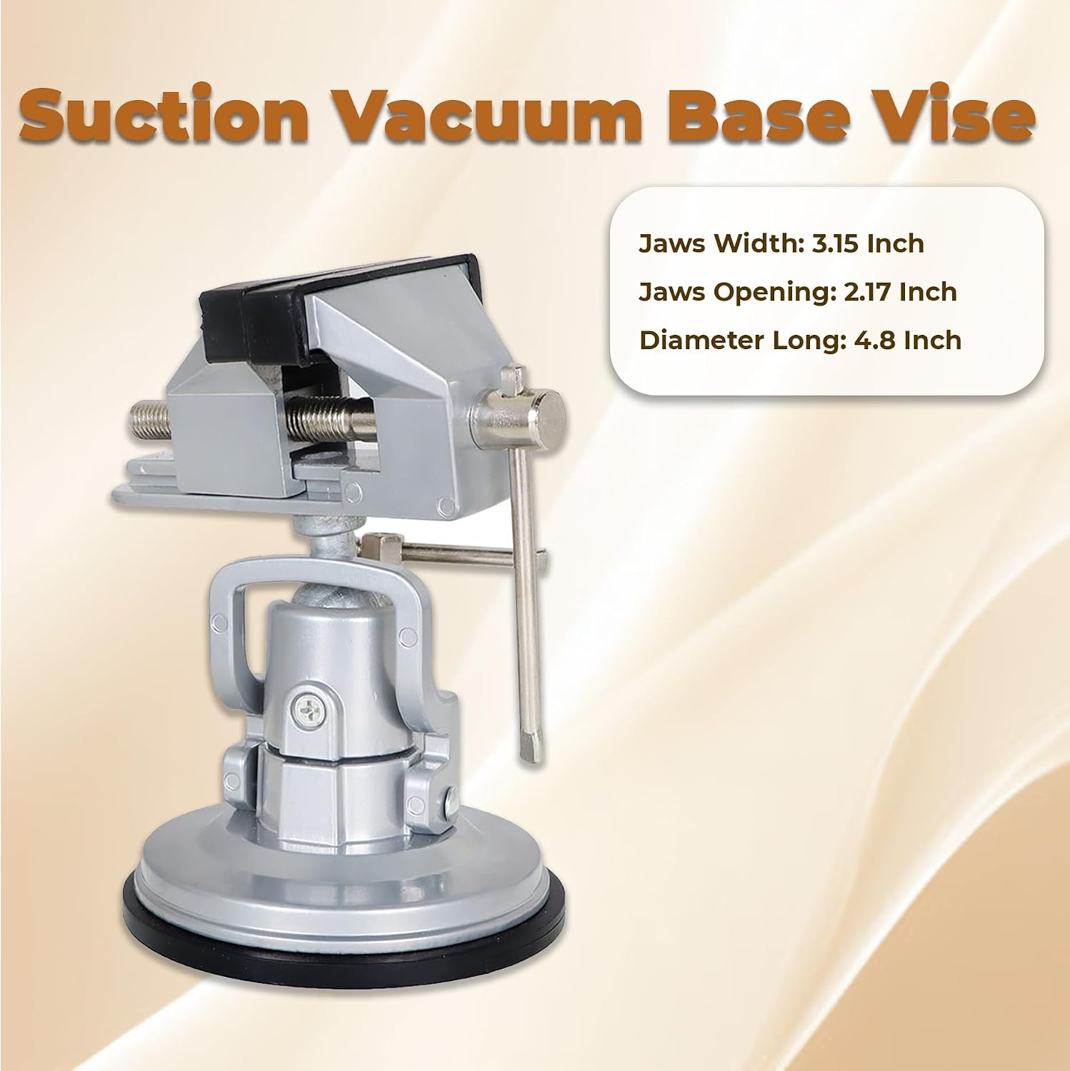 kimllier 3.15 Inch Jaw Width Pivots Vise Portable Suction Vacuum Base Vise 360 Degree Multi-Angle Rotate Fit for Various Smooth Work Surfaces