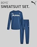 PUMA Boys Sweatpants Set - 2 Piece Soft Fleece Crewneck Pullover Boys Sweatshirts and Jogger Pants Kids Activewear Set (8-16), Size 8-9, Dark Indigo