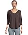 Mod-o-doc 3/4 Sleeve V-Neck Tee with Curved Hem - Main View
