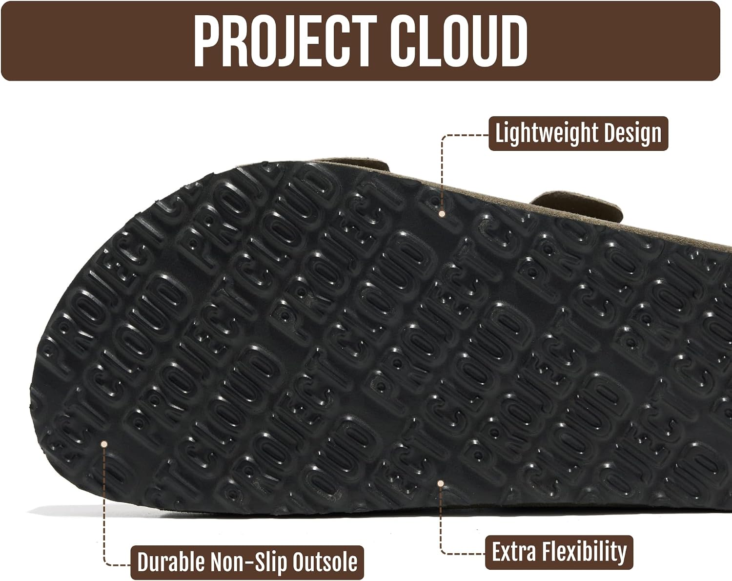 Project Cloud Mens Sandals 100% Genuine Leather - Memory Foam Insole & Cork Footbed Slides for Men Footwear - Non-Slip Summer Sandals for Men & Lightweight Mens Slides (Heritage, ARMYSUEDE,10)