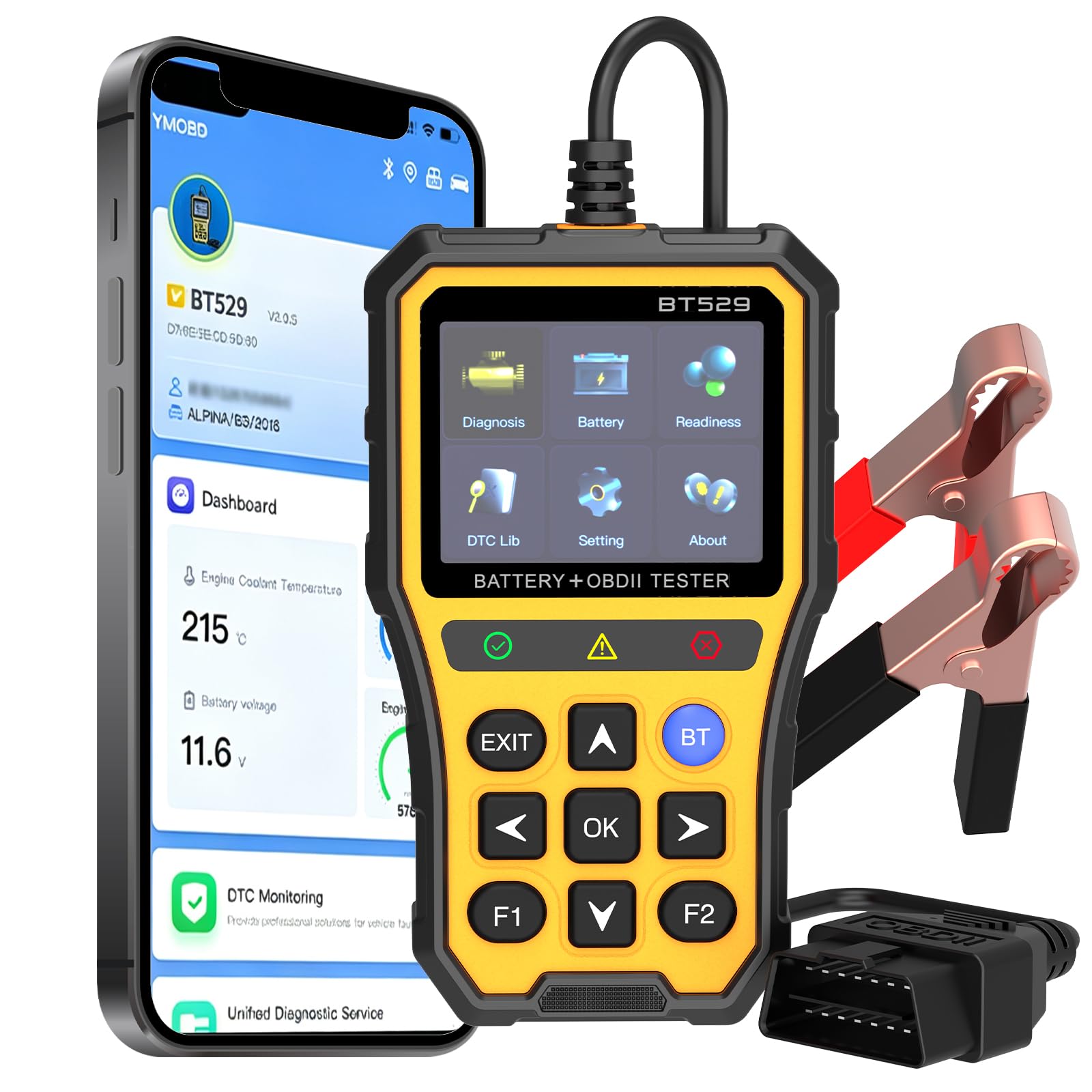 2 in 1 OBD2 Diagnostic Auto Valise Voiture Testeur Batterie