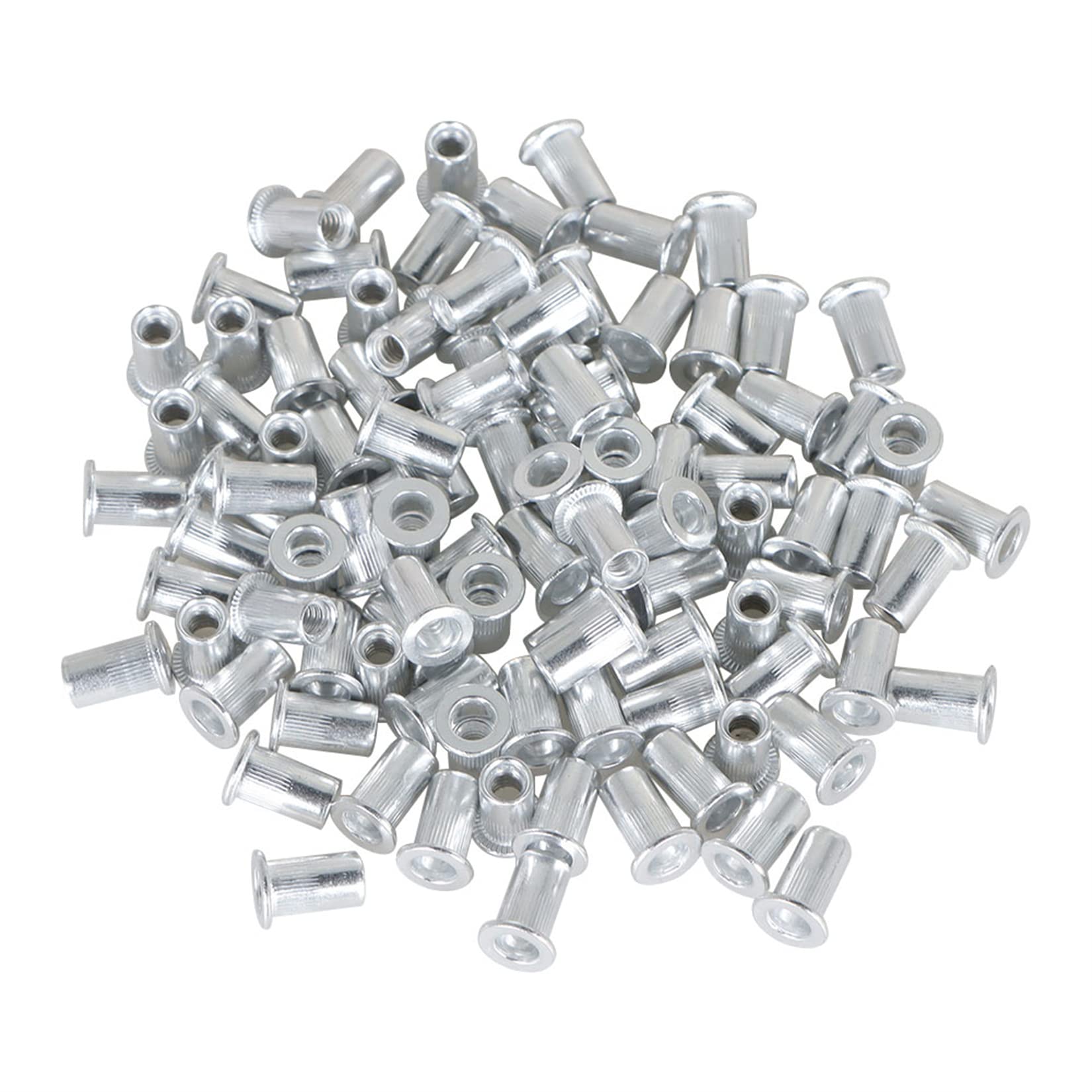 SOHNVWTGD 100Pcs Rivet Nuts Kit 10-24 UNC Aluminum Flat Head Threaded Rivet Nut Insert Nutsert Rivet Nuts Assortment Kit