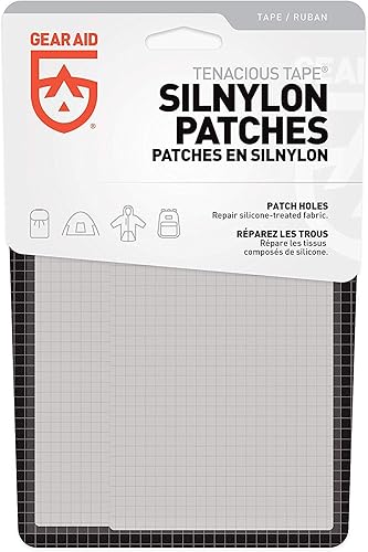 GEAR AID Tenacious - Parches de silicona para reparación de tiendas de campaña y lona, 3 x 5 pulgadas