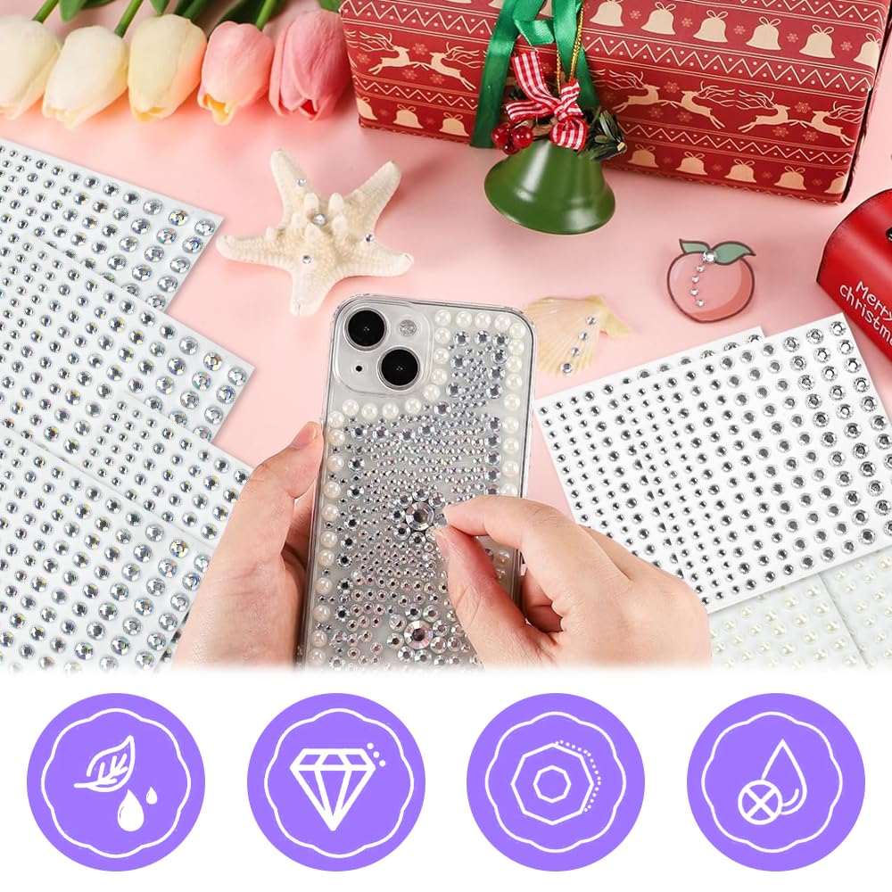 TANUCDER 3960 Stück Glitzersteine Selbstklebend – 24 Bögen, 3-6 Mm, Für Basteln, Dekorieren Von Tassen, Nägeln