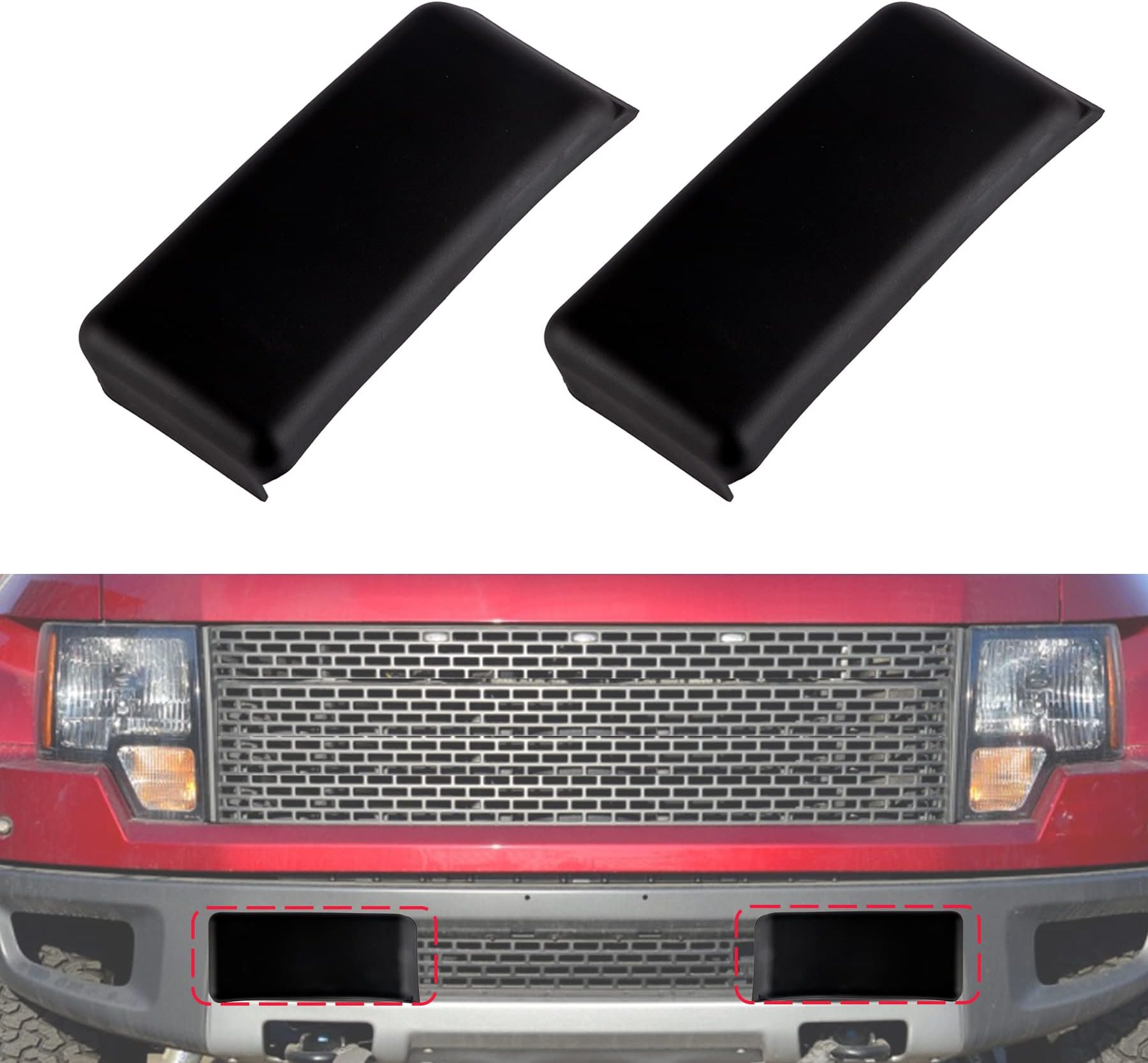 2Pcs Front Bumper Guards Protector for Cars Pads Accessories Insert Caps Cover Compatible with Ford 2009-2014 F-150 F150 RH & LH Right and Left Black