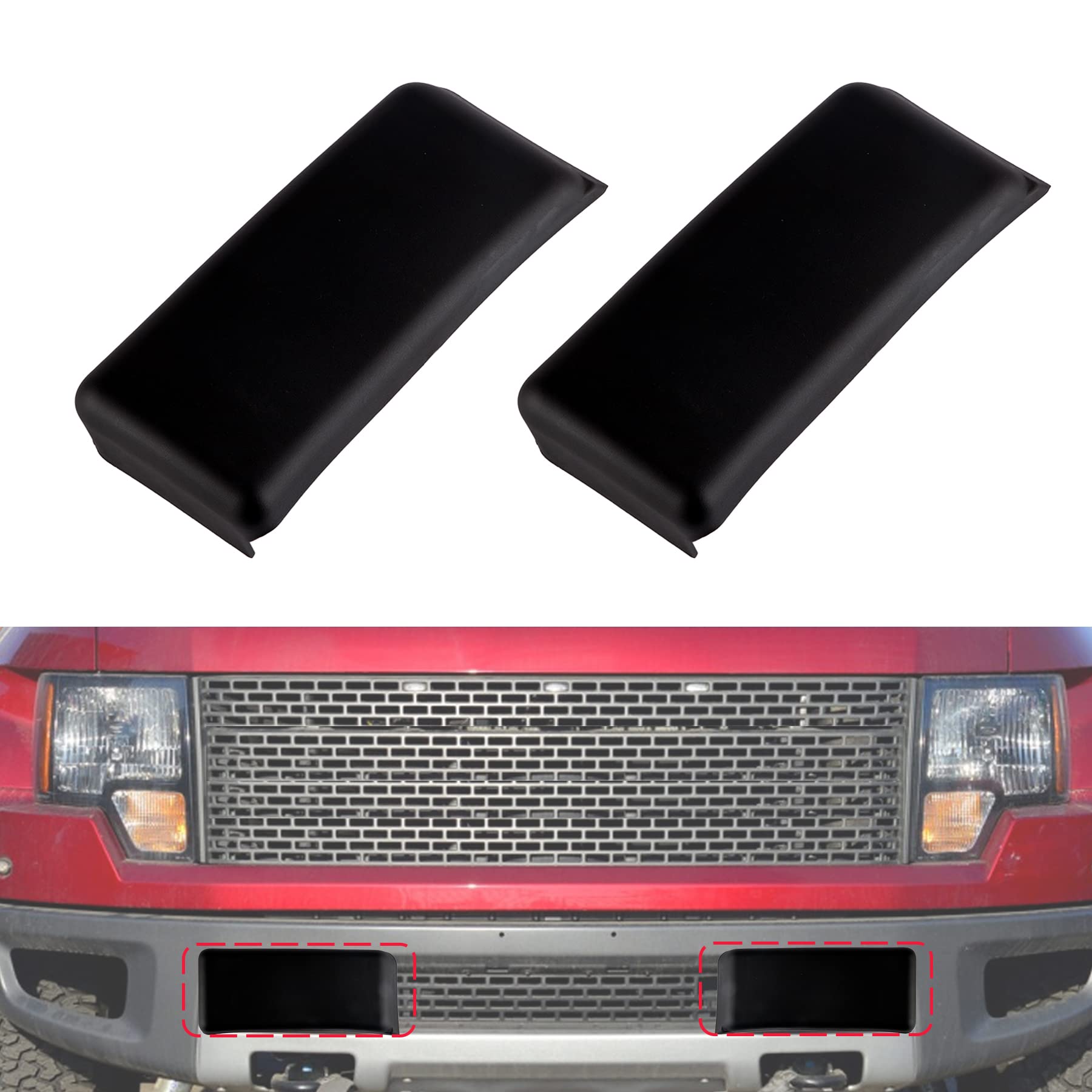 alpmosn 2Pcs Front Bumper Guards Protector for Cars Pads Accessories Insert Caps Cover Compatible with Ford 2009-2014 F-150 F150 RH & LH Right and Left Black