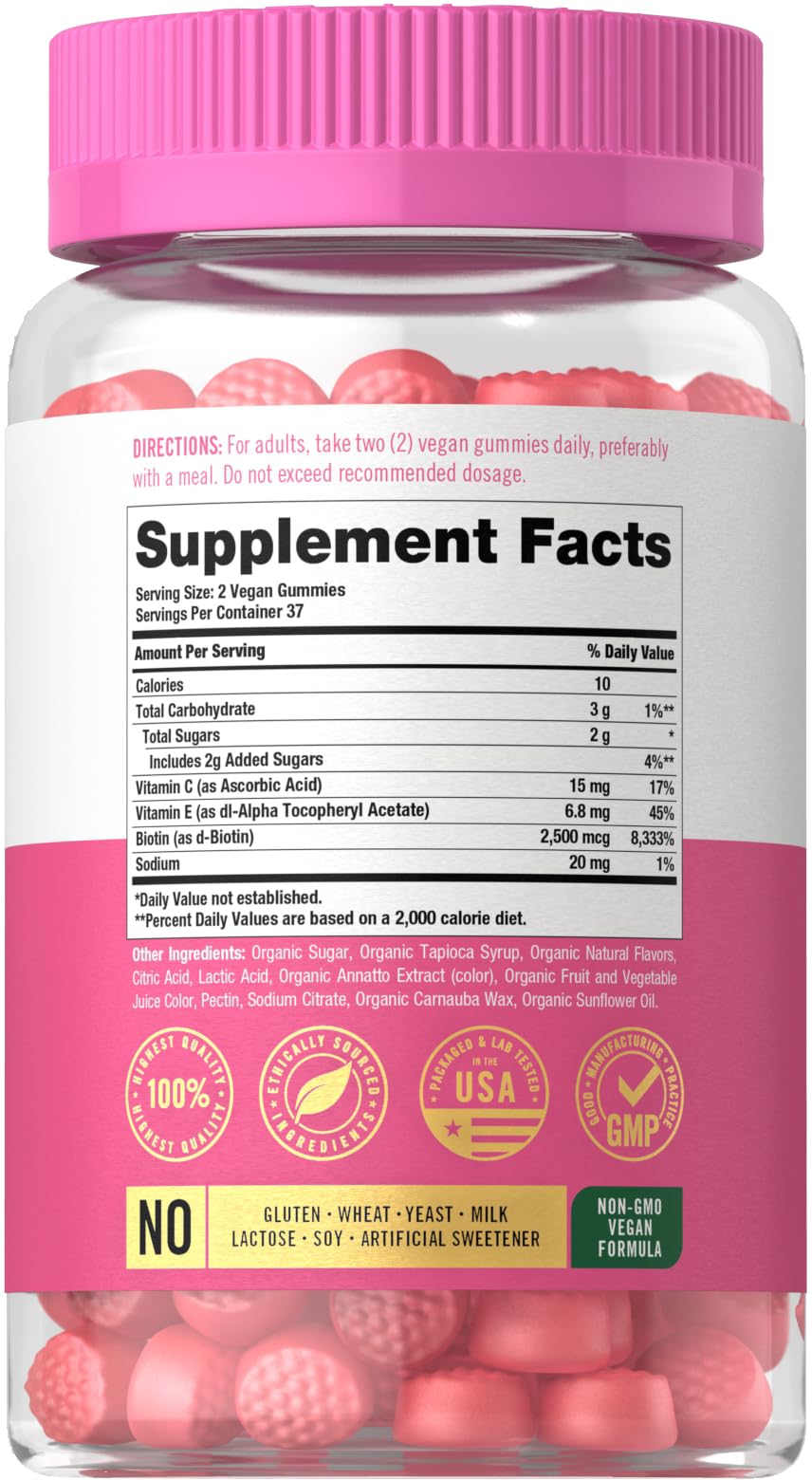 Carlyle Hair Skin and Nails with Biotin 2500mcg | 75 Gummies — Amazon image 2