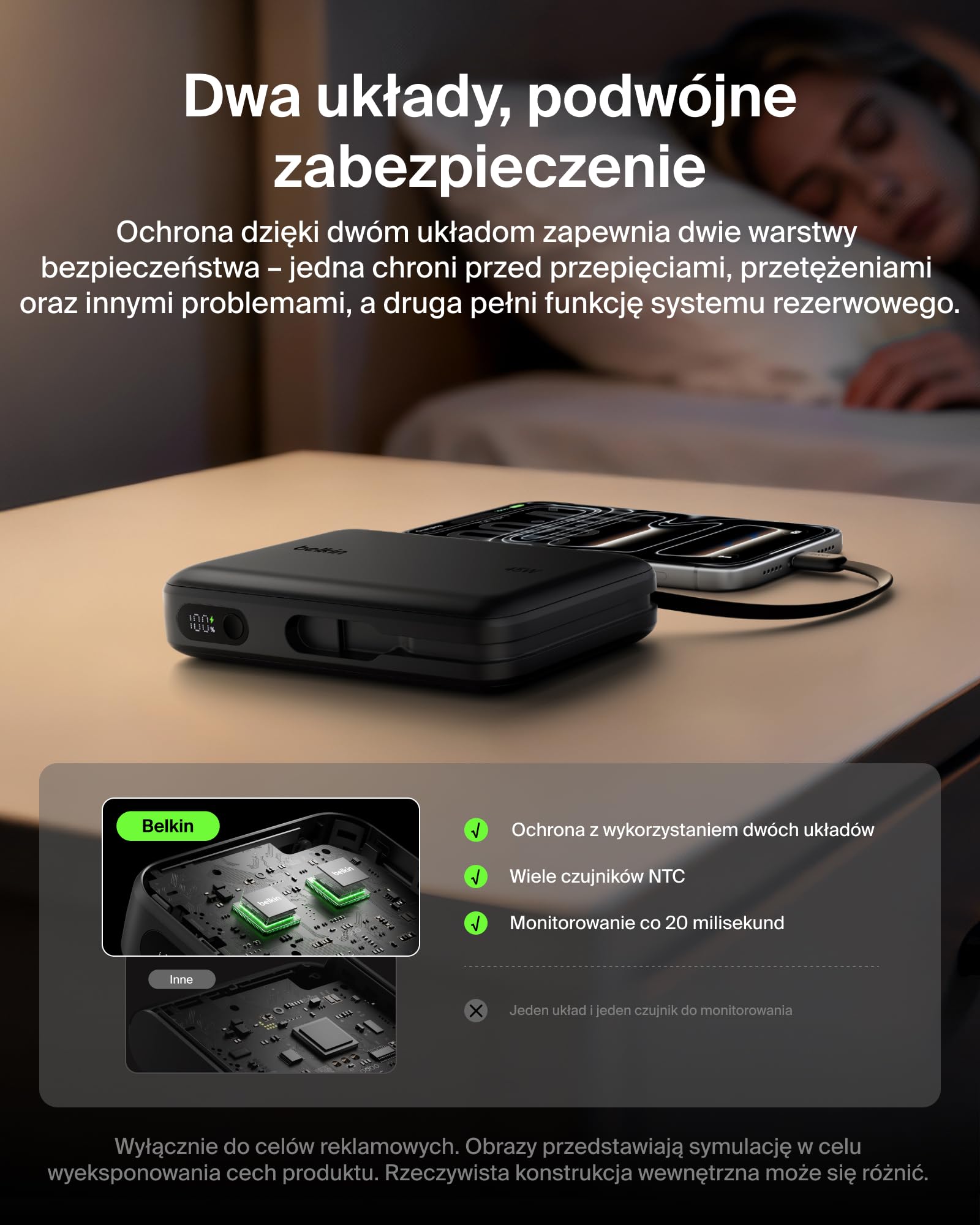 Belkin UltraCharge Powerbank 20 000 mAh, Kabel USB-C, Wyświetlacz – Czarny | Powerbank 20 000 mAh, Ładowanie 3 Urządzeń (1 Port USB-C, 1 Port USB-A, Kabel USB-C), 45 W, Wstępnie Naładowany, Wyświetlacz