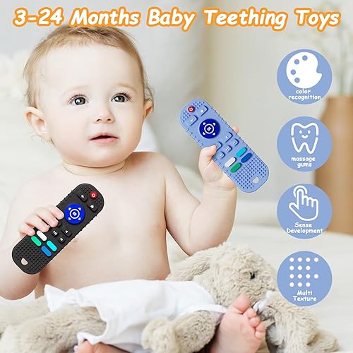 Miniatura 3 de Mgtfbg Paquete de 2 juguetes de dentición de silicona suave para niños pequeños juguetes de dentición para bebés de 6 a 12 meses juego de juguetes