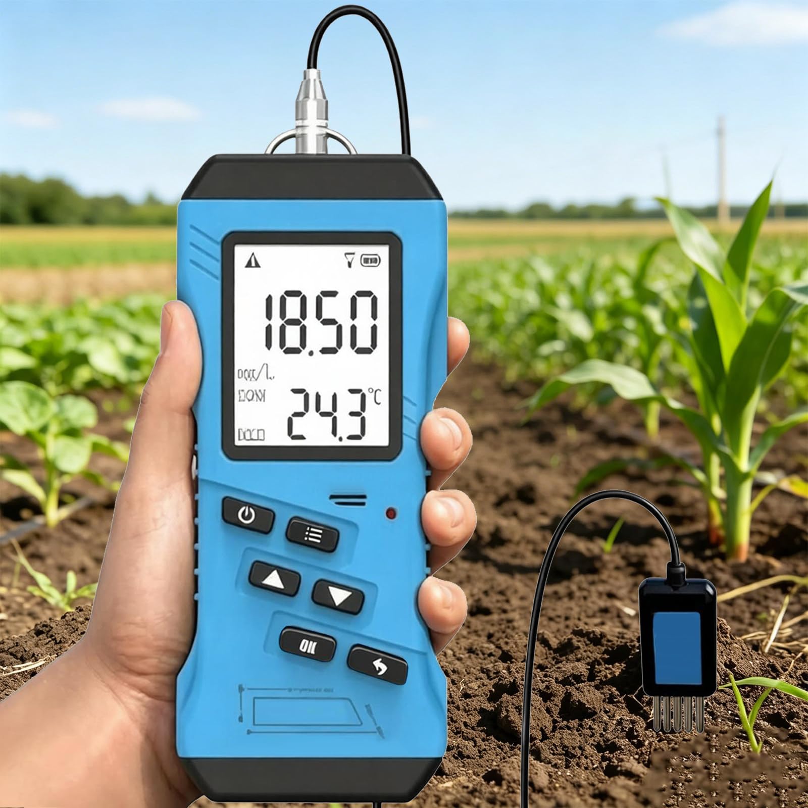BITYCOW Portable 7-in-1 Soil Analyzer, Digital NPK pH Temperature Moisture EC Conductivity Tester, Fast Read Soil Fertility Monitor for Indoor Outdoor Plants
