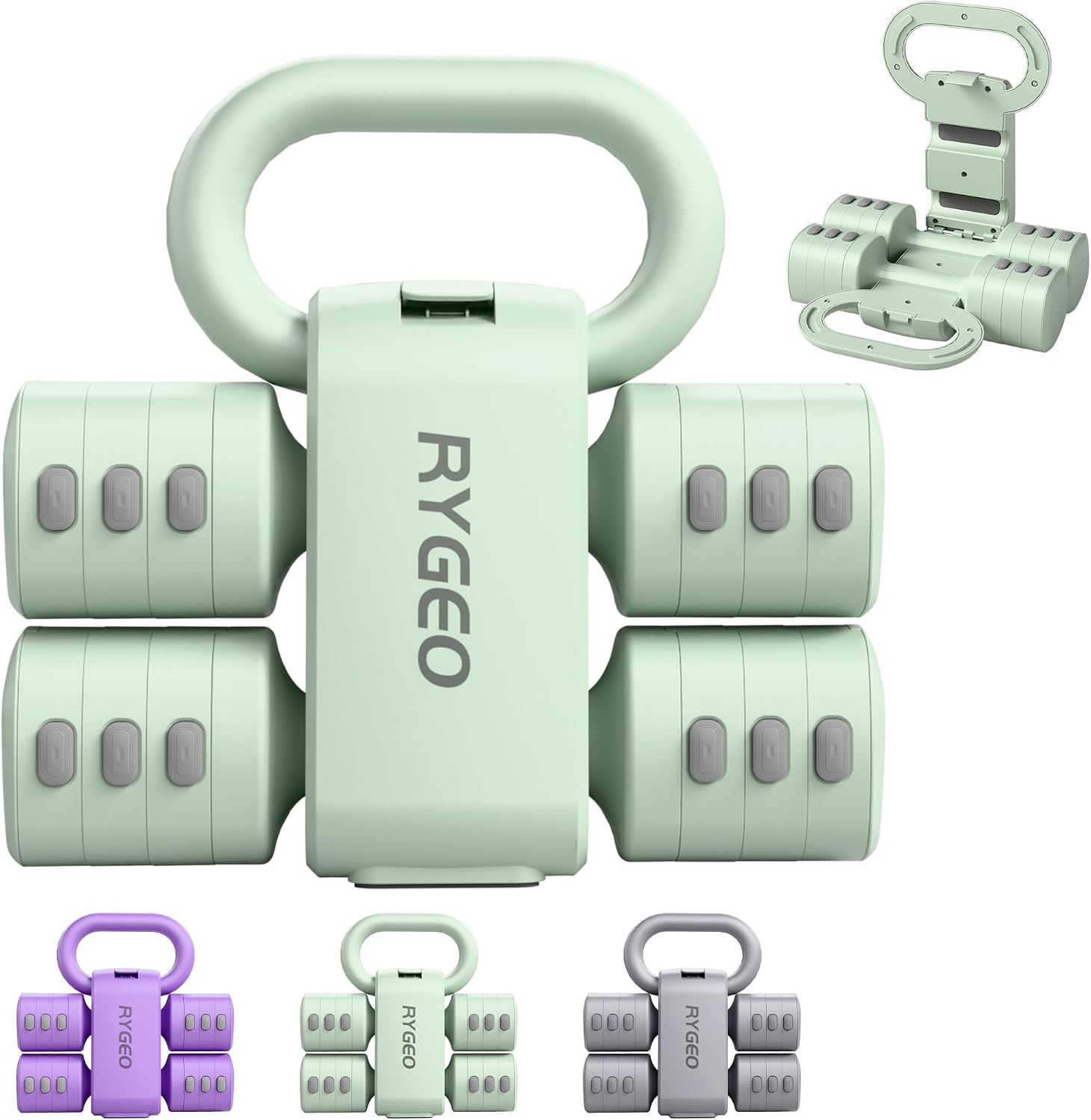 RYGEO Adjustable Dumbbell Set of 2, 4-in-1 Free Weights for Women & Men, Quick-Adjust Hand Weights 2lb, 3lb, 4lb, 5lb,12lbs, Ideal for Home Gyms, Chest Press Machines & Twisters.
