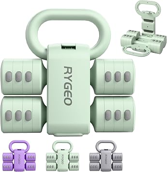 RYGEO Adjustable Dumbbell Set of 2, 4-in-1 Free Weights for Women & Men, Quick-Adjust Hand Weights 2lb, 3lb, 4lb, 5lb, Ideal for Home Gyms, Chest Press Machines & Twisters.