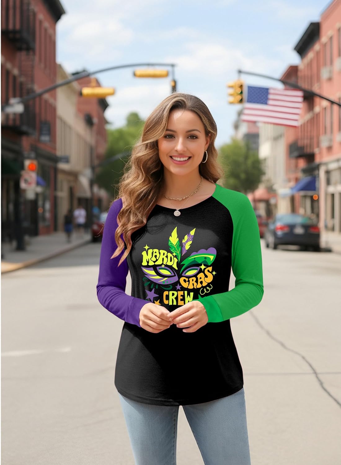 Mardi Gras Shirts for Women Funny Carnival Outfits Fat Tuesday Shirts New Orleans Festival Long Sleeve Tops - Image 4