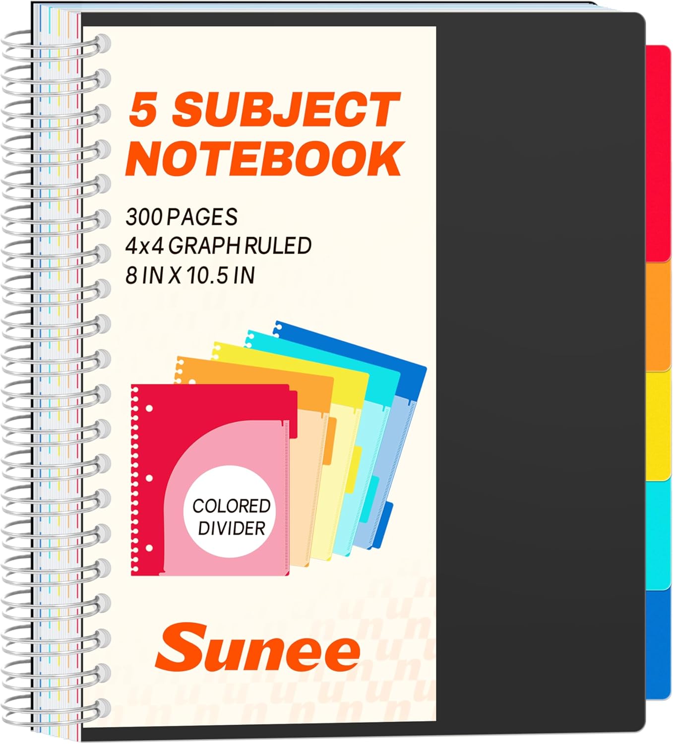 Amazon.com : SUNEE Graph Paper Notebook 4x4 Grid Ruled – 300 Pages, 5 ...