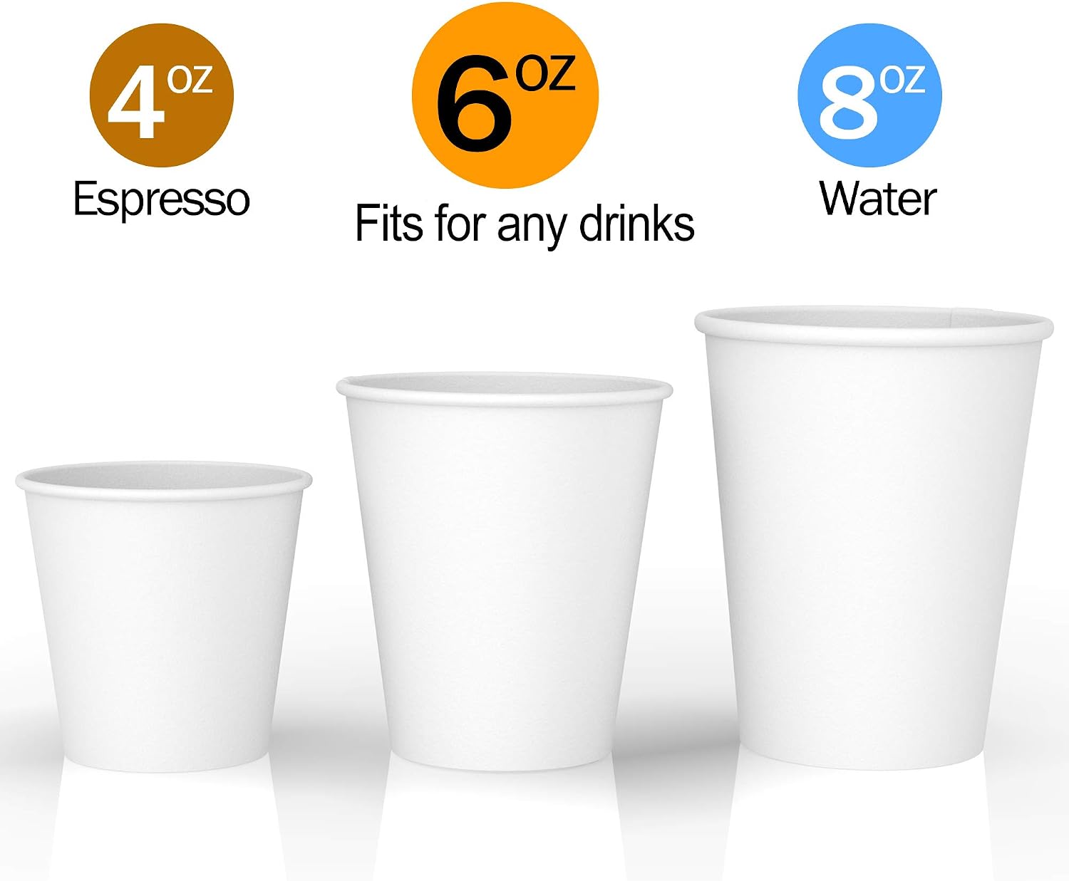 6 oz All-Purpose White Paper Cups (50 ct) - hot Beverage Cup for Coffee Tea Water and cold Drinks - ideal Home Bath Cup paper cup