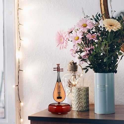 Miniatura 5 de Garneck Caja de música de guitarra eléctrica, base musical giratoria, instrumento musical en miniatura, adornos de arte, decoración del hogar,