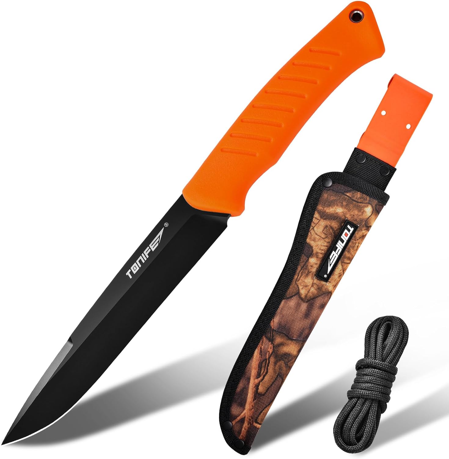 TONIFE Ares Full Tang Knife Fixed Blade Knife with Sheath and Paracord, 8Cr14MoV Blade Bushcraft Outdoor Camping