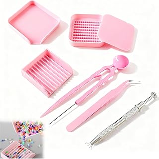 2.6mm Fuse Bead Tools Kit, All-in-1 Fuse Beads Picking Tray Kits with Single-Tip Tweezer, Bead Scoop, Aligner Tray Kit, Stainless Steel Tweezers & Beads Grabber for Arts & Crafts Projects