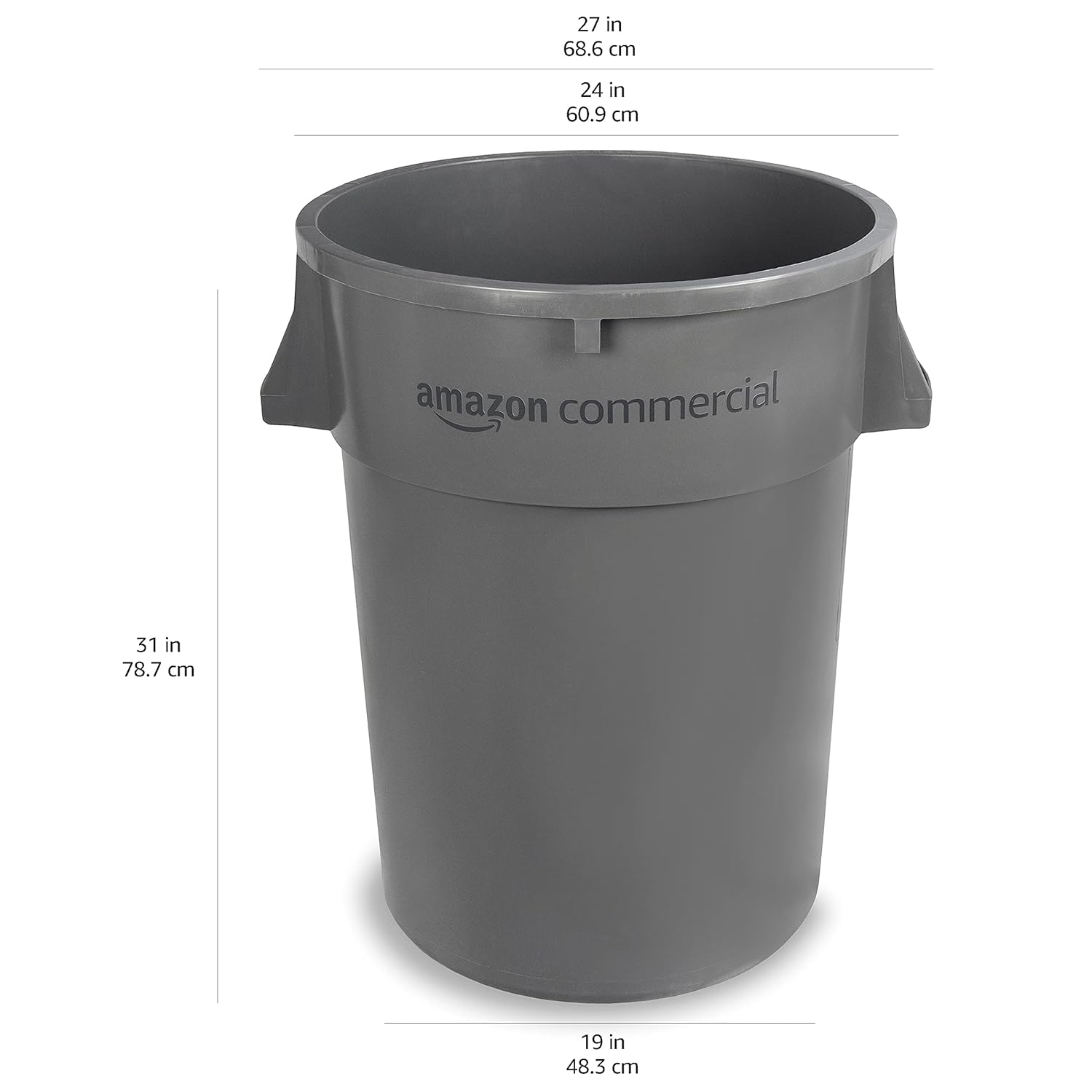 Commercial 44 Gallon Heavy Duty Round Trash/Garbage Can, Grey, 4-pck: Industrial & Scientific