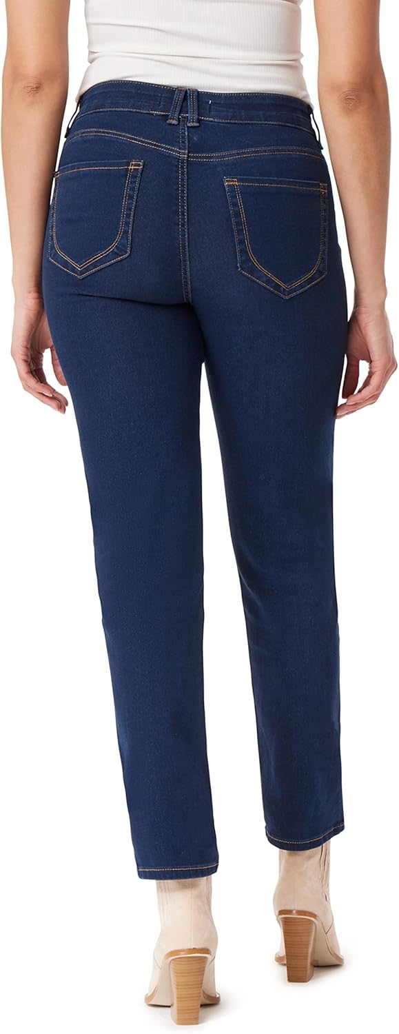 Angels Forever Young Womens 360 Sculpt Mid-Rise Straight Ankle Jeans - Image 2