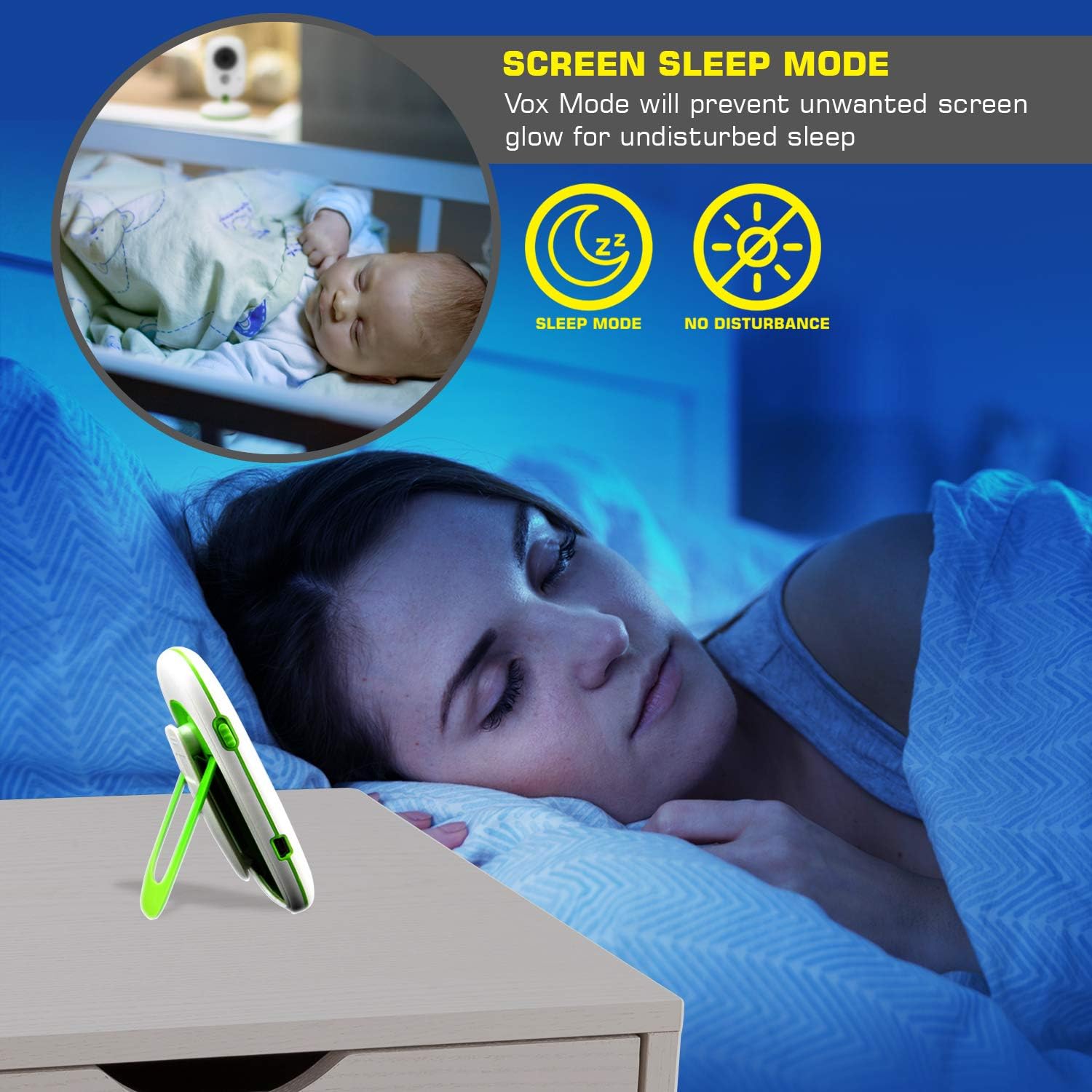 SereneLife USA Video Baby Monitor - Upgraded 850’ Wireless Long Range Camera, Night Vision, Temperature Monitoring and Portable 2” Color Screen with Clip - SLBCAM10.5, Green