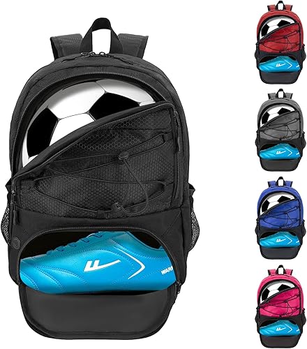 Youth Soccer Backpack - Soccer Bag with Shoes and Ball Compartment Sport Equipment Bags for Football Volleyball Basketball