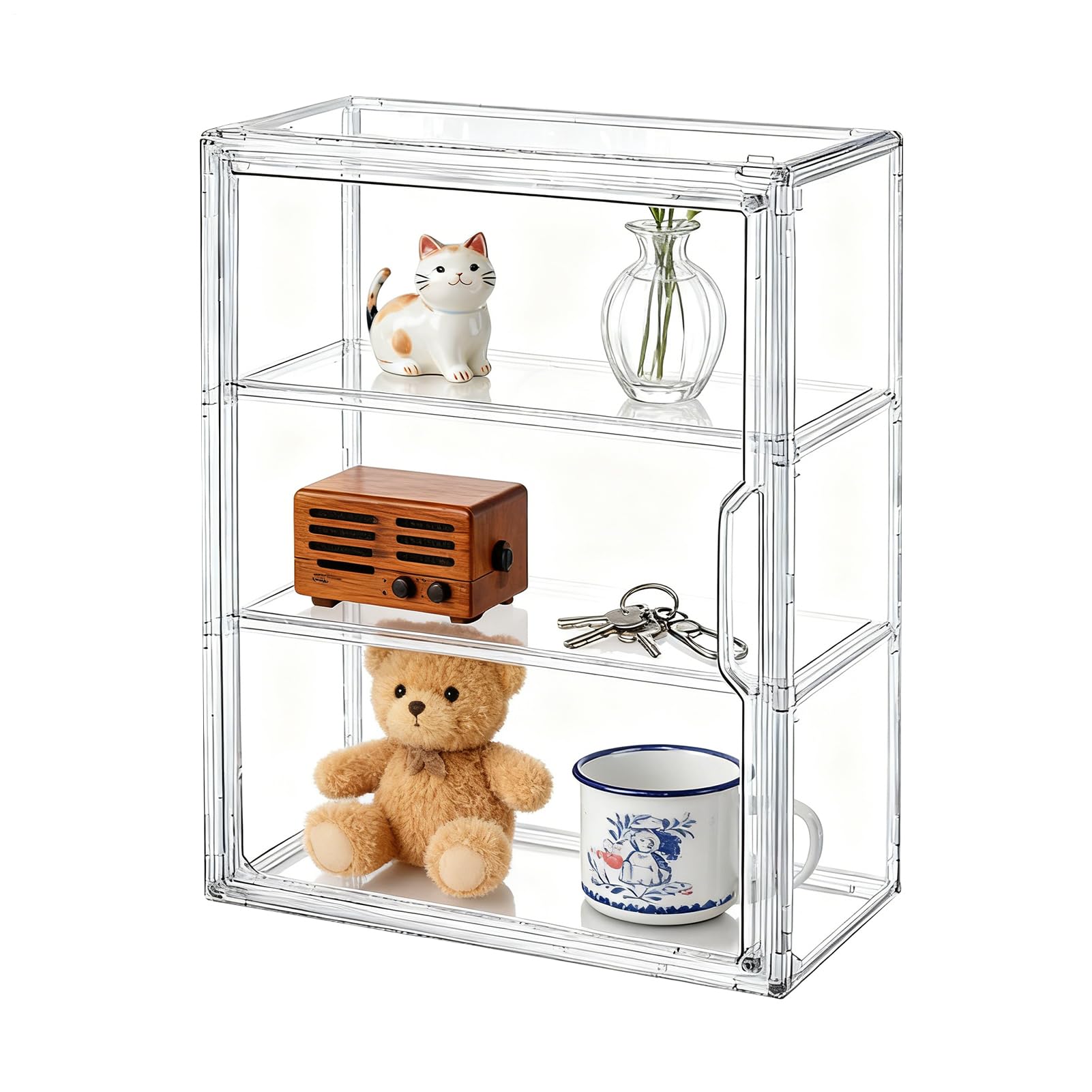 Witryna Na Miniatury Organizer Na Lalki Z Akrylu Z Drzwiczkami | Pojemnik Na Figurki Akcji Z Wyjmowaną Półką Do Ekspozycji Figurek Lalek I Pamiątek W Domu I Biurze