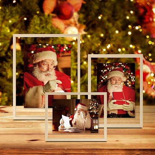 Miniatura 8 de Egofine Juego de 2 marcos flotantes de 11 x 14 pulgadas, marco de fotos de doble cristal, hecho de madera maciza, fotos de cualquier tamaño de hasta