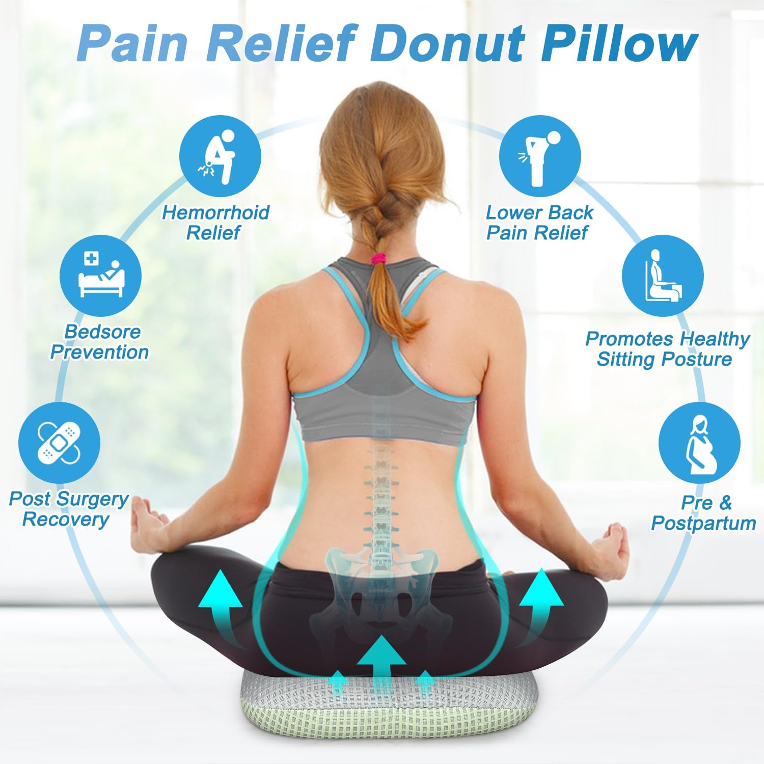 Hemorrhoid Donut Pillow for Tailbone Pain Butt Lifting Chair Cushion for Bed Sore Butt Pillows After Surgery Sitting Donut Postpartum Pillow Cool Seat Lifting Cushion Pressure Ulcer Relief