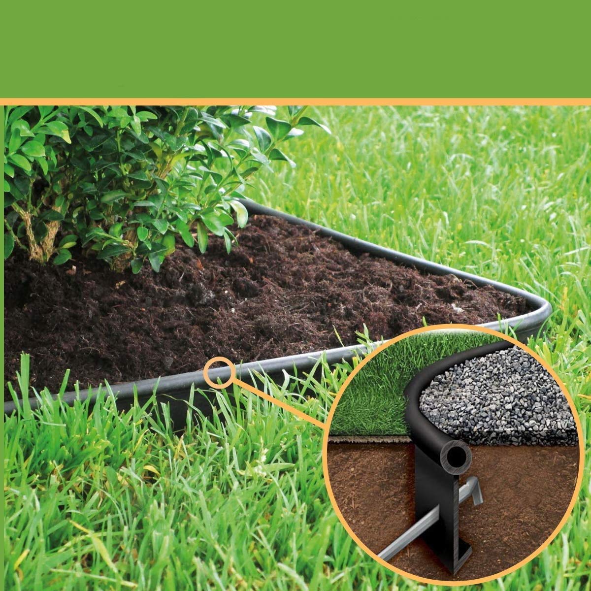 Bordo Per Aiuole In Plastica Flessibile 24 M - Altezza 78 Mm Con 100 Picchetti - Nero