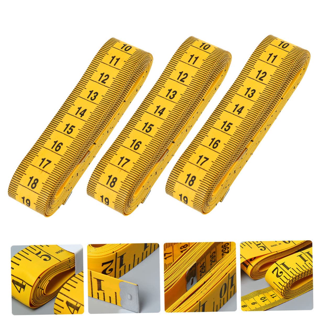 Vaguelly 3pcs Flexible Dual-Sided Tape Measure Portable Handy Measurement Tool for Body Sewing Quilting Accurate Measurements for Flat Rounded for Seamstress Projects