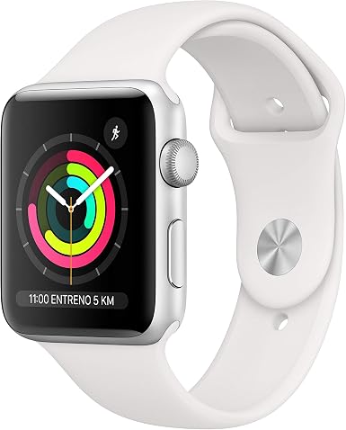 Apple Watch Series 3 (GPS, 42 mm) Cassa in Alluminio Argento e Cinturino  Sport Bianco : Amazon.it