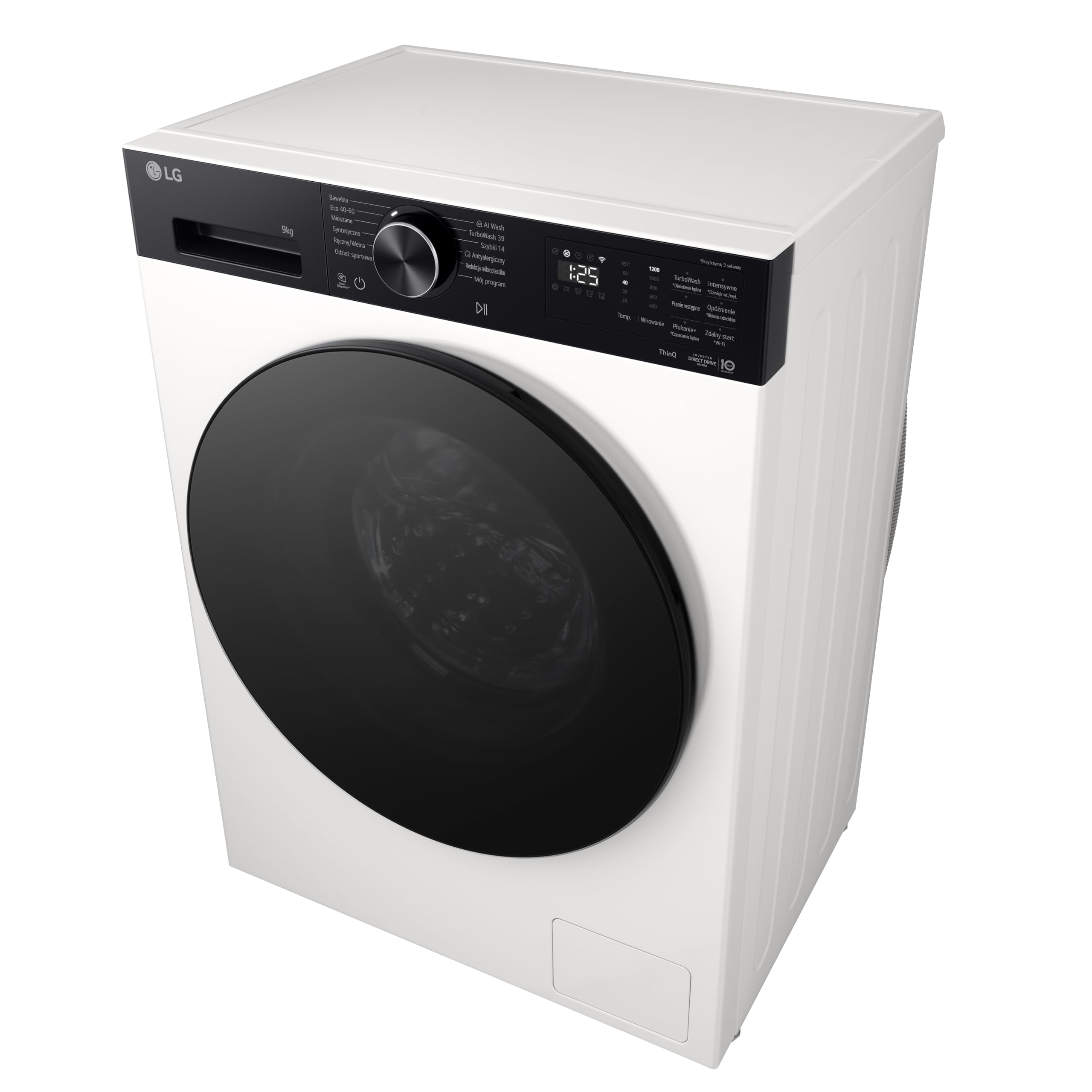 LG F2NX50S9THB Lavatrice Slim 9 kg Next AI DD, Classe A -30%, 1200 Giri, Programma AI Wash con Intelligenza Artificiale, Wi-Fi, Allergy Care, TurboWash 360, Direct Drive, Serie X5, White Black Pannel