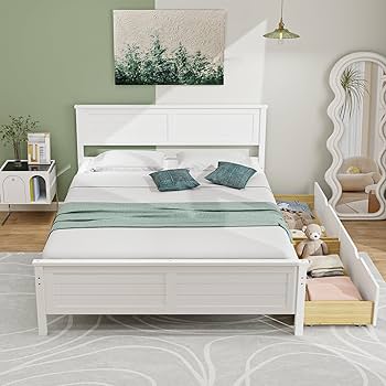 Amazon.com: Giantex Wood Full Size Bed Frame with 2 Storage