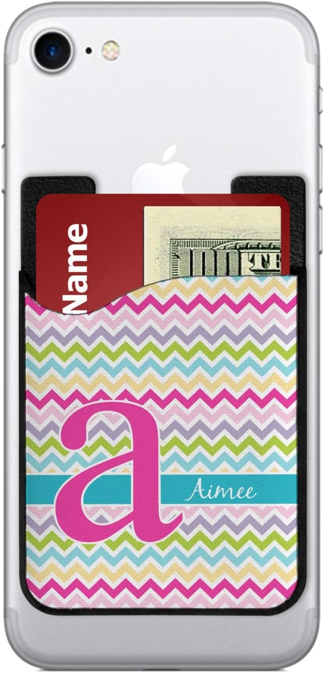 Personalized Colorful Chevron 2-in-1 Cell Phone Credit Card Holder & Screen Cleaner