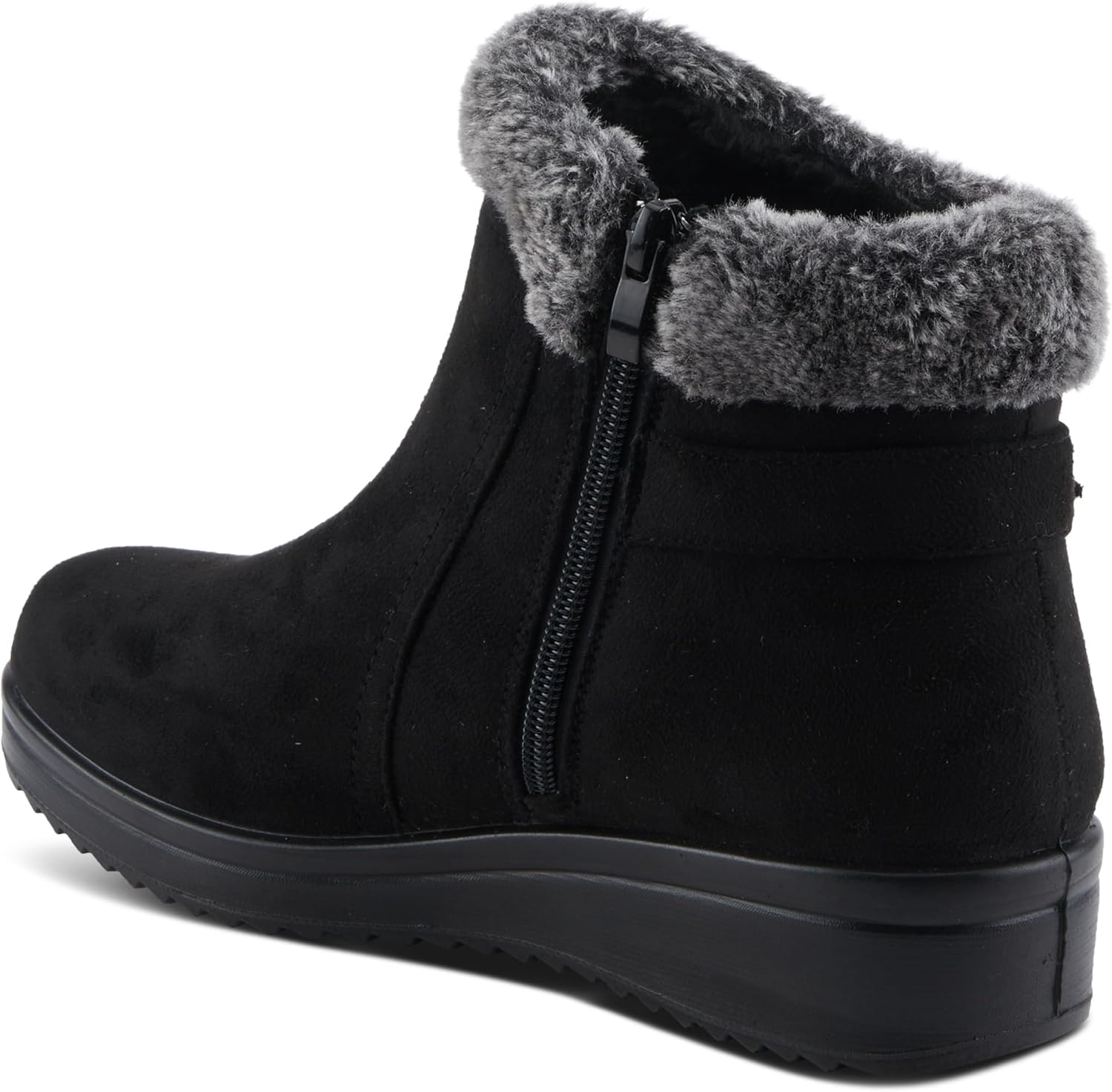 Flexus Santuzza Women's Waterproof Microsuede Bootie with Faux Fur, Flexible Sole, Decorative Buckle, and Zipper Closure – Vegan-Friendly, Cold Weather Comfort
